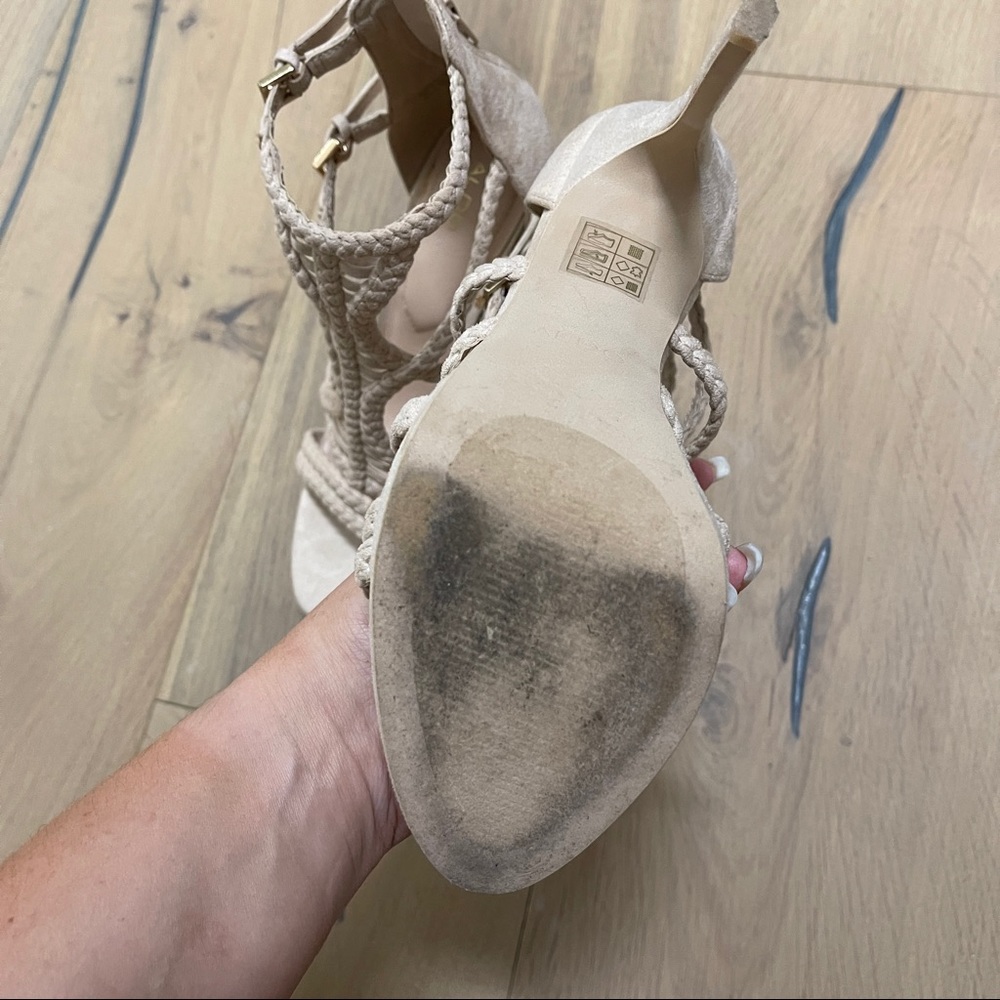 Aldo Braided Platform Faux Suede High Heels - Picture 8 of 12